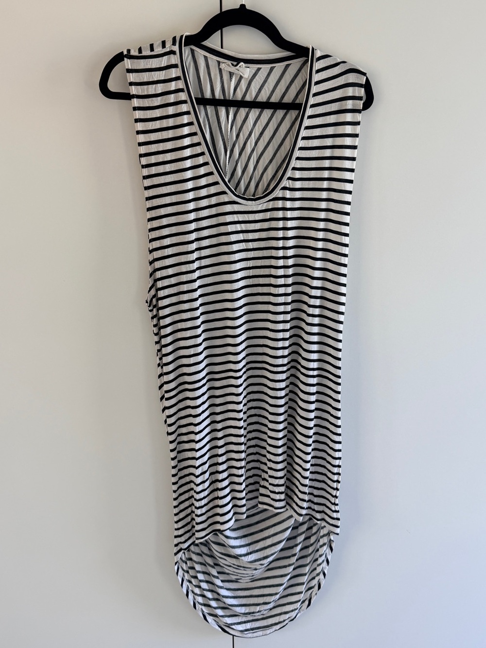 Mikoh Okinawa Marine Stripe Black White Stripe Drape Back Swim Coverup